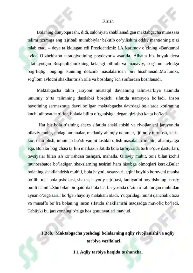 Maktabgacha yoshdagi bolalarni aqliy tarbiyalash texnologiyalari 2