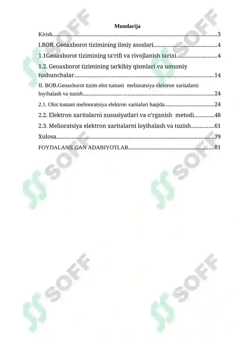 Geaxborot tizim va texnologiyalari asosida olot tumani melioratsiya elektron xaritalarni loyihalash va tuzish 2