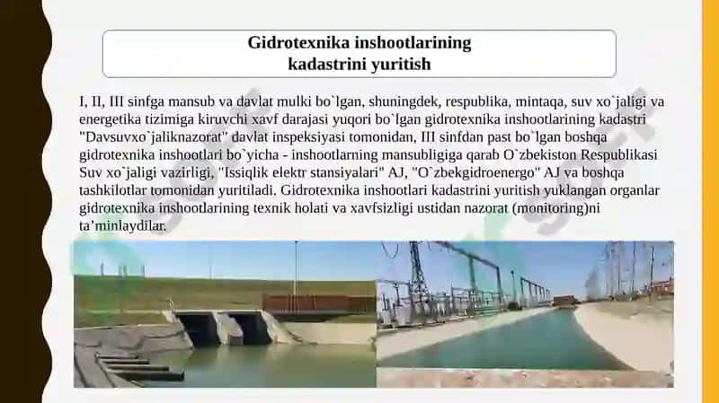 Gidrotexnika inshootlari davlat kadastrini yuritish 2