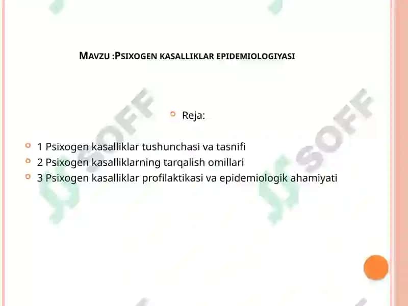 Psixogen kasalliklar epidemiologiyasi 2