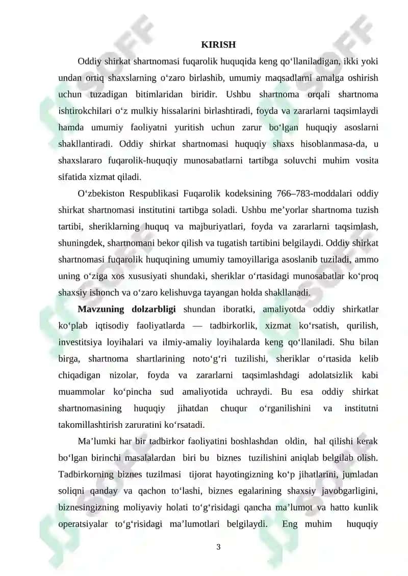 ODDIY SHIRKAT SHARTNOMASINI FUQAROLIK-HUQUQIY TARTIBGA SOLISHNING OʻZIGA XOS XUSUSIYATLARI 2