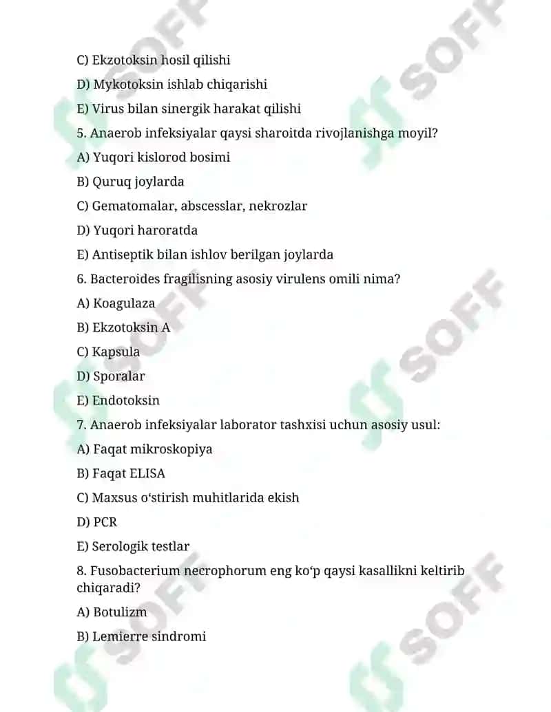 Patogen anaerob klostridial bo’lmagan infeksiya qo’zg’atuvchilari (Bacteroides, Prevotella, 2