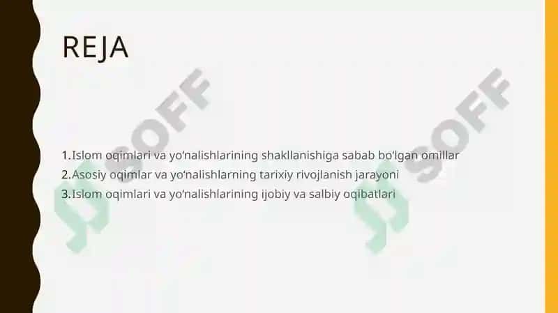 Islom oqimlari va yo'nalishlarining paydo bo'lishi sabablari va oqibatlari 2