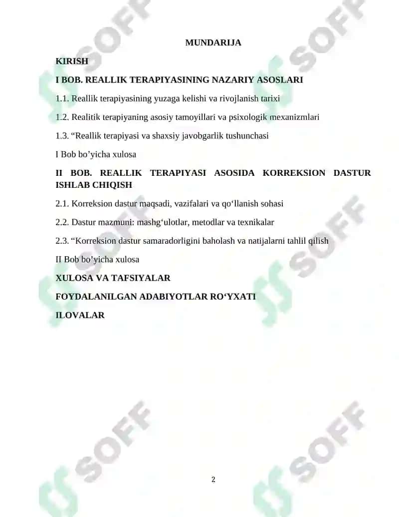 “REALLIK TERAPIYASINING ASOSIY HOLATLARI VA TAMOYILLARI” 2