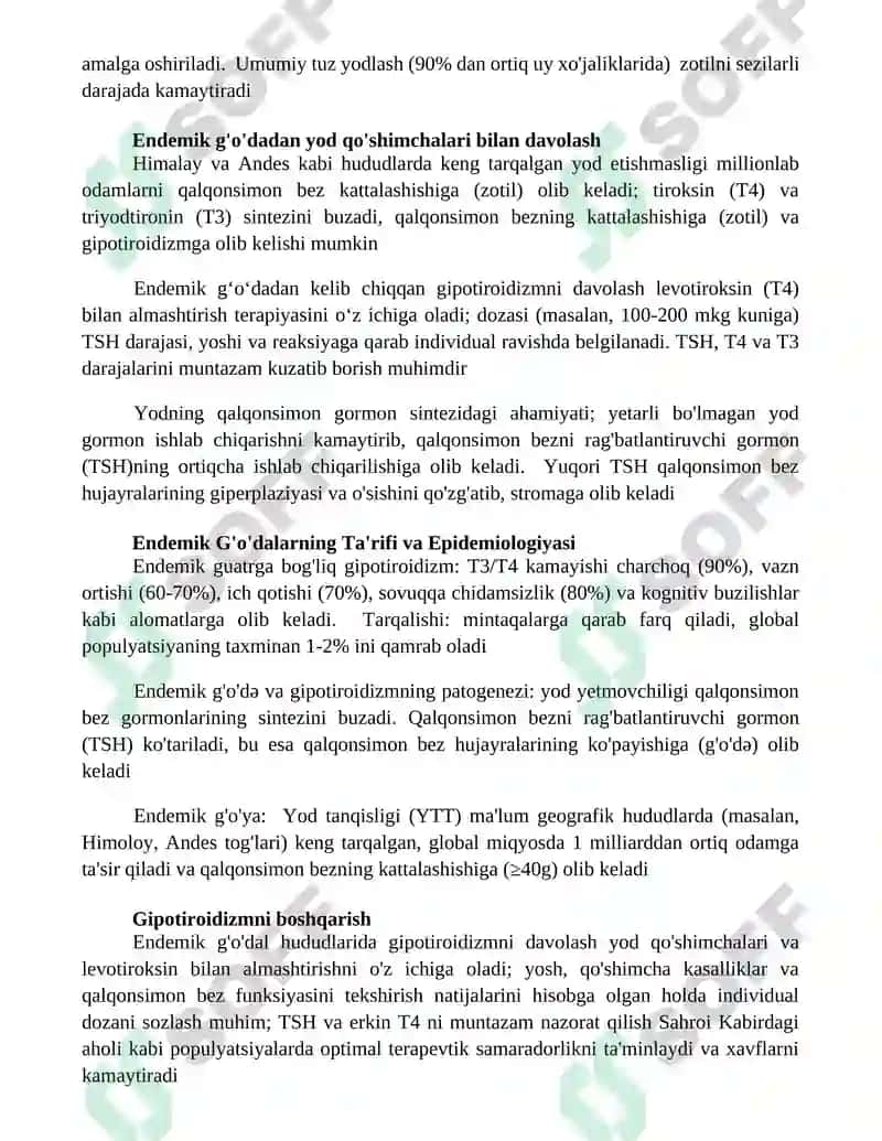 Endemik buqoq va gipoterioz patogenezi va davolash usullari 2