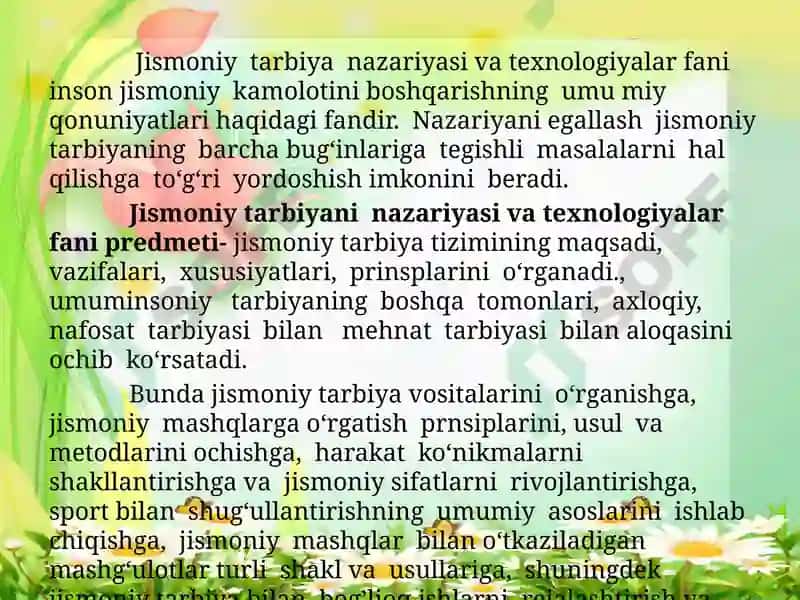 Bolalar jismoniy tarbiyasi fanining umumiy masalalari 2