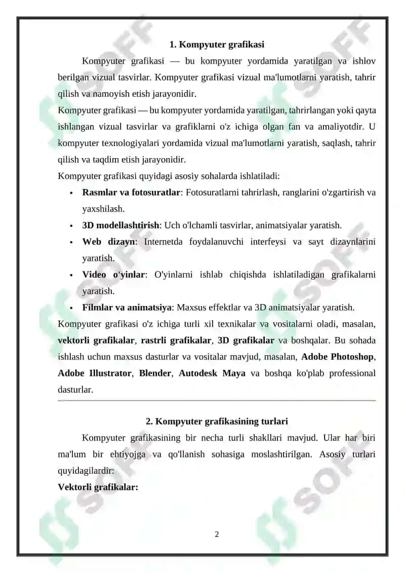 Kompyuter grafikasi 2