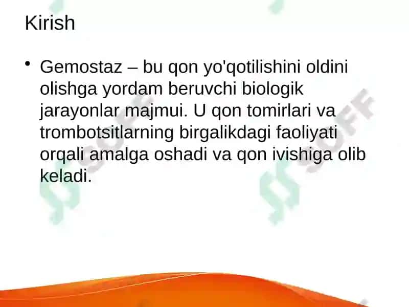 Gemostaz tizimi, qon ivishi va fibrinoliz 2