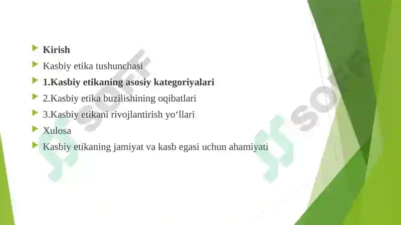 Kasbiy etikaning kategoriyalari 2