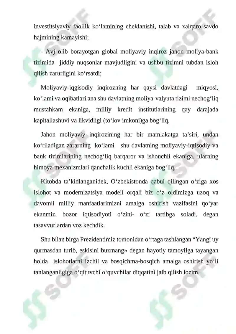 Jahon moliyaviy-iqtisodiy inqirozi va uning O‘zbekistonga ta’siri mavzusini o‘rganishning uslublari 2