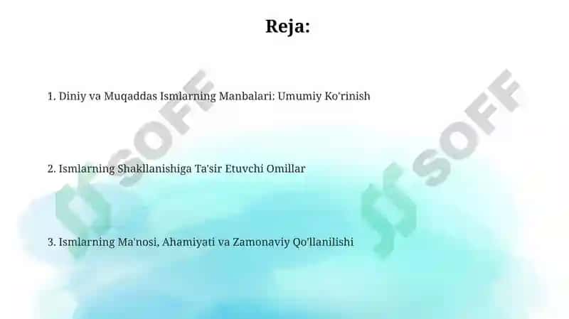 Diniy va muqaddas ismlarning kelib chiqishi 2