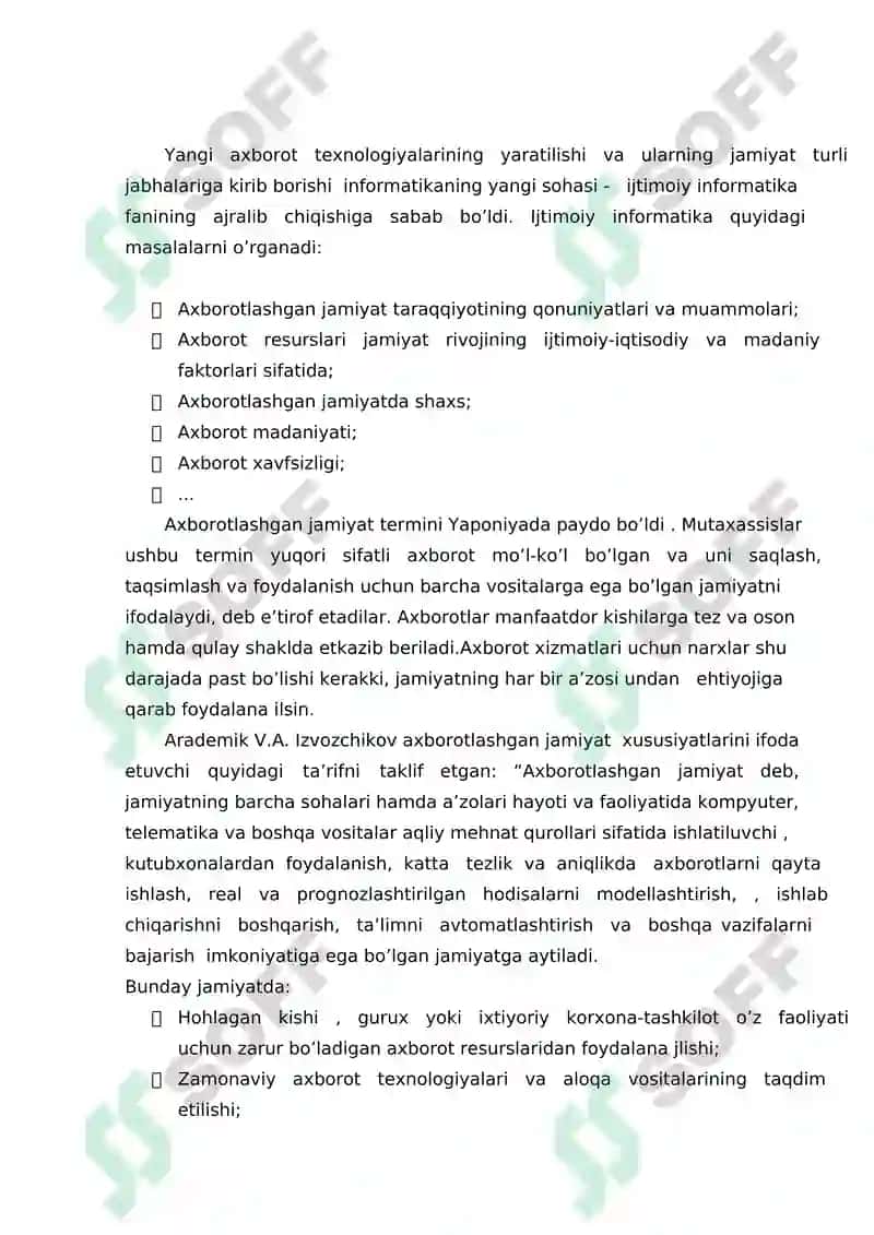 Axborotlashgan jamiyat va uning istiqbollari 2