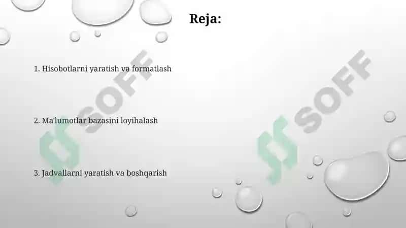 MS Accessda ma'lumotlar bazasini tashkil etish 2