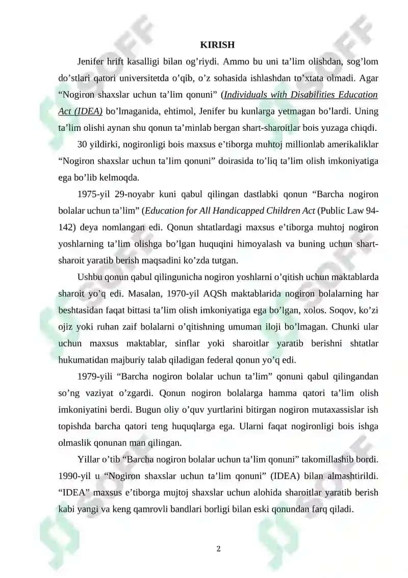 INKLYUZIV TA’LIM BO‘YICHA CHET EL TAJRIBASI 2