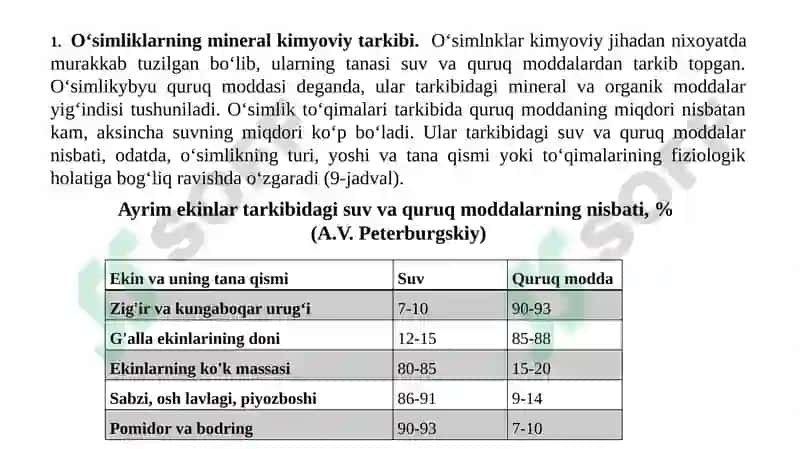 O‘simliklarning kimyoviy tarkibi va oziqlanishi 2