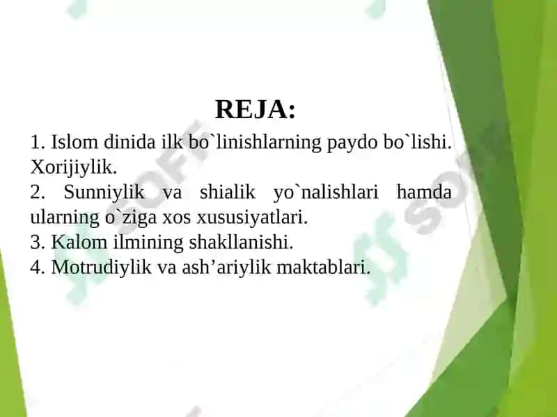 Islom Dinining Aqidaviy Yo`nalishlari va Maktablari 2