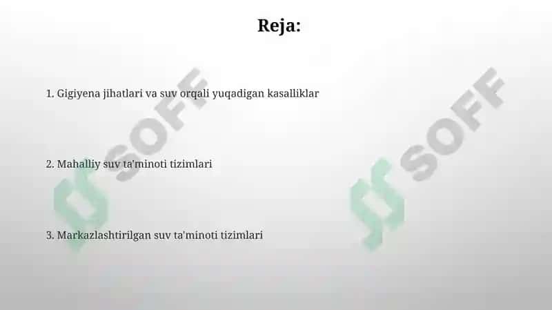 Mahalliy va markazlashgan suv ta'minoti gigiyenasi 2