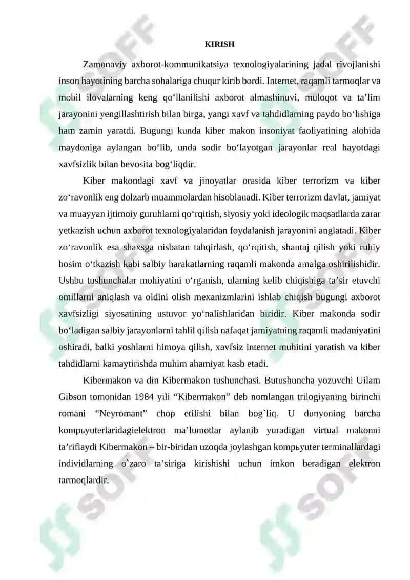Kiber makon kiber terorizm kiber zo’ravonlik tushunchalarining mohiyati 2