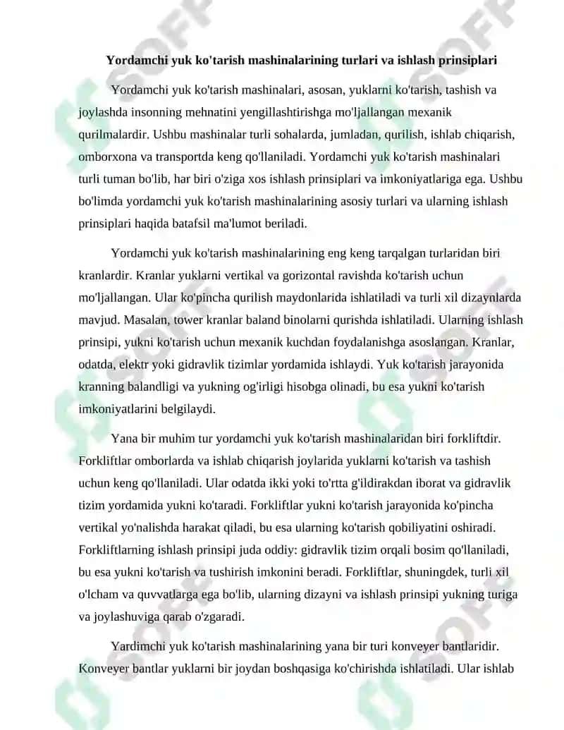 Yordamchi yuk ko'tarish mashinalari 2