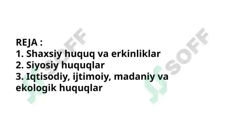 O'zbekiston Respublikasi Konstitutsiyasiga muvofiq fuqarolarning huquq va erkinliklari 2