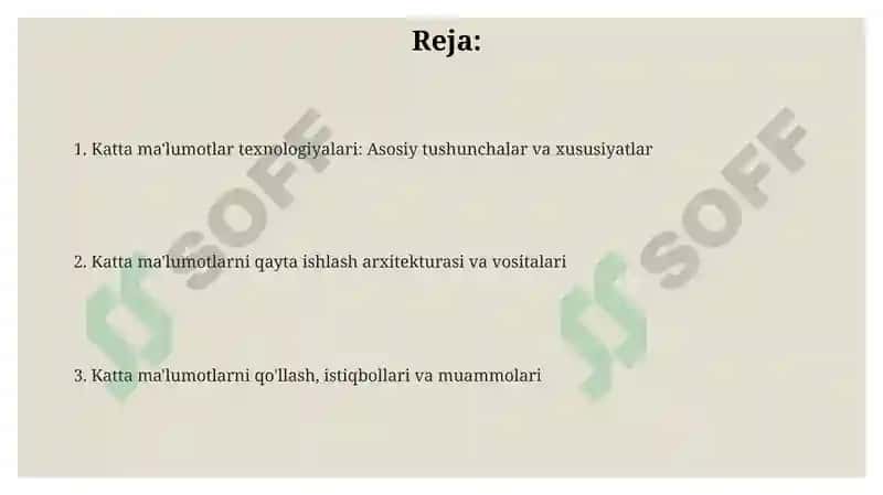Katta ma'lumotlarni qayta ishlash texnologiyalari 2
