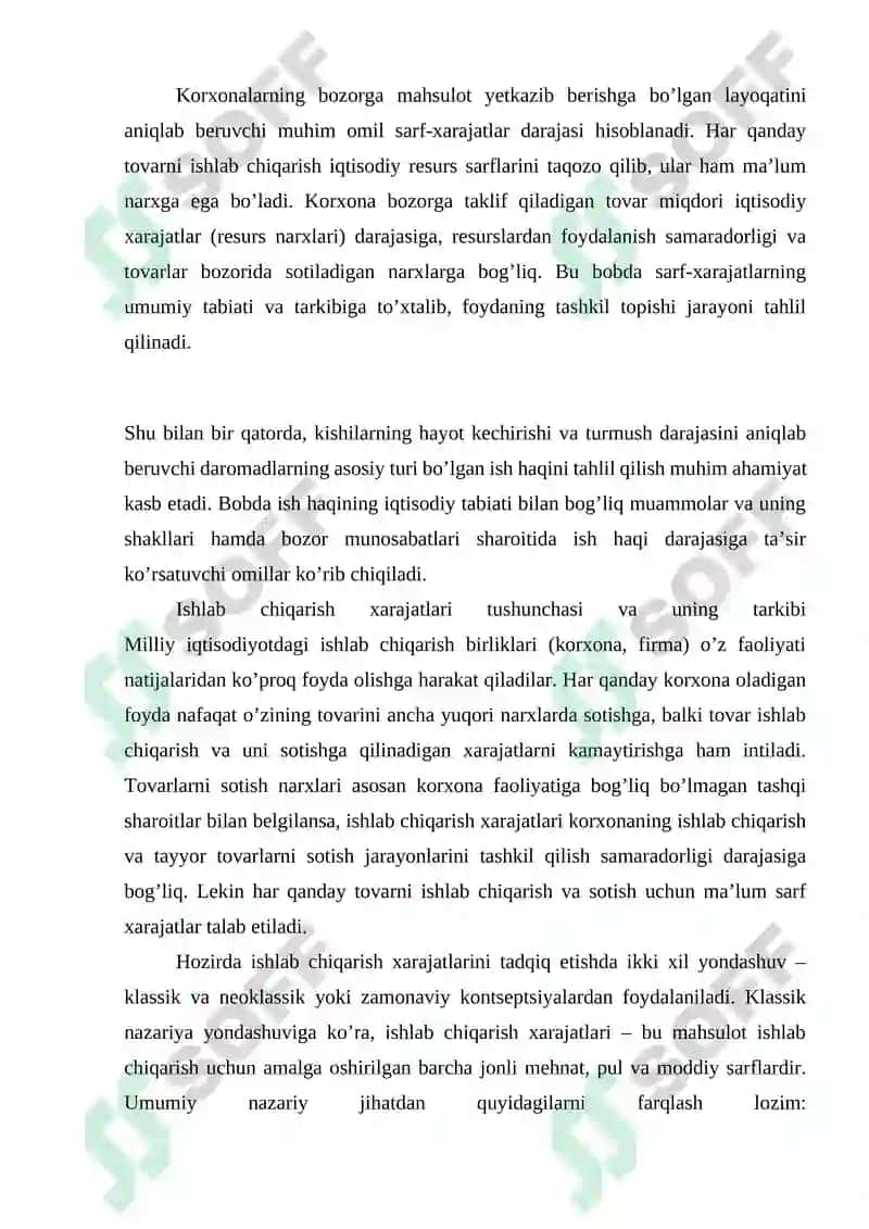 Ishlab chiqarish xarajatlari va uning tarkibi 2