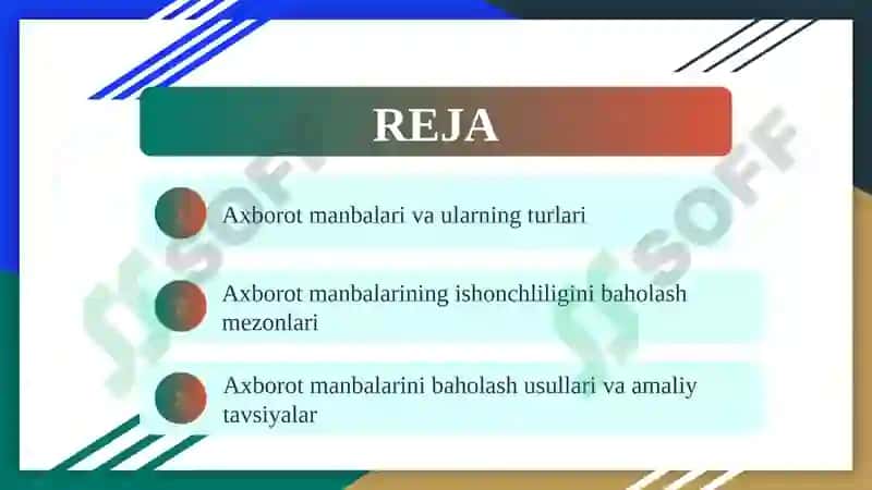 Axborot manbalarining ishonchliligini baholash usullari 2
