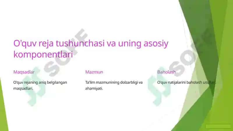 Ta'lim jarayonida o'quv rejaning ahamiyati 2