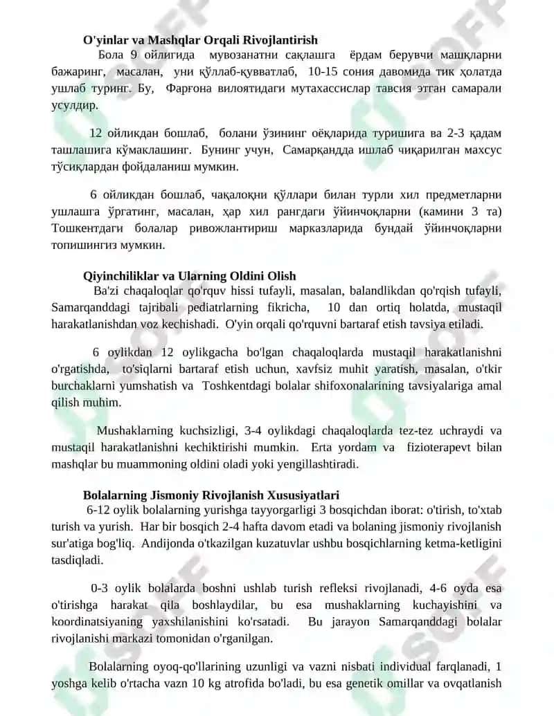 Chaqaloqlarnda mustaqil harakatlarni shakllantirish yól yòriqlari 2