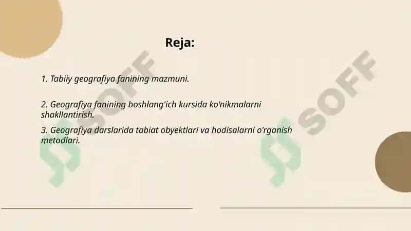 Tabiiy geografiya boshlangʻich kursida geografiya oʻqitish metodikasining ahamiyati 2