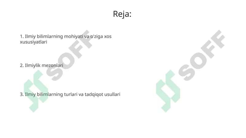 Ilmiy bilimlar va uning o'ziga xos xususiyatlari 2