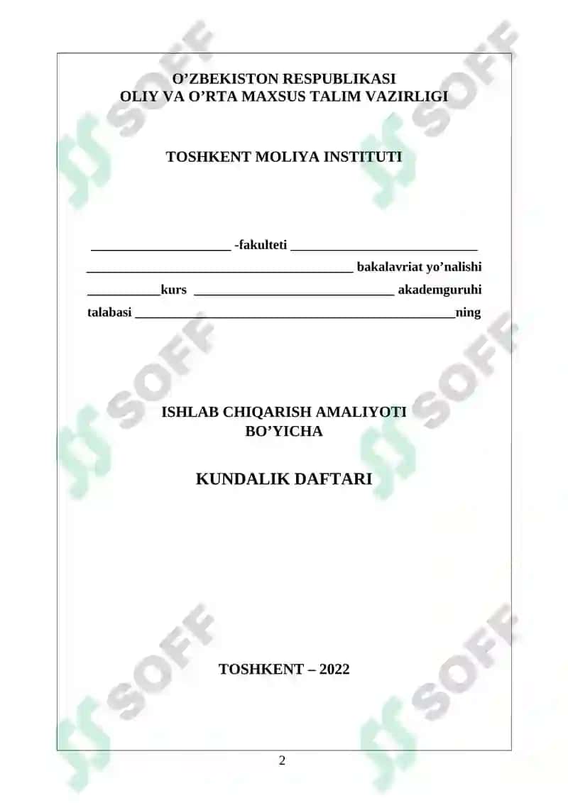 ISHLAB CHIQARISH AMALIYOTI 2