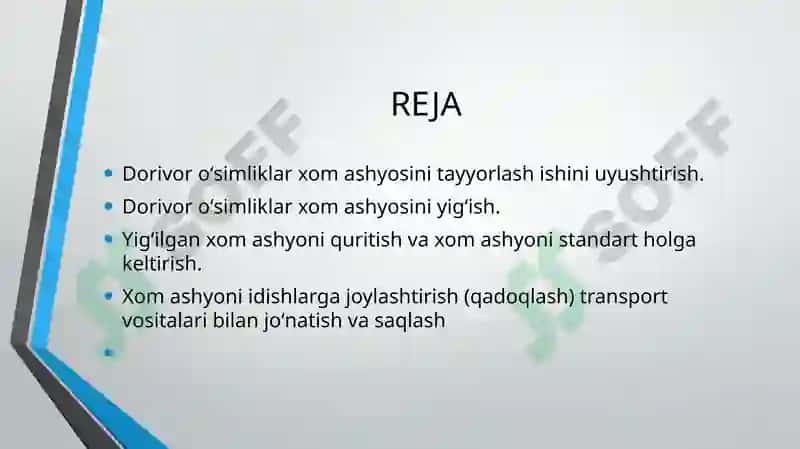 Xalq tabobatida dorivor o’simliklarni tayyorlash, saqlash va ishlov berish usullari 2