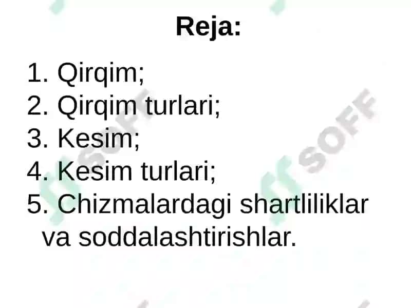 Qirqim va kesim. Og`ma kesim va uning haqiqiy kattaligini yasash 2