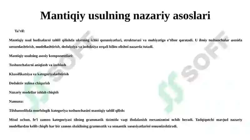 Nazariy tadqiqotning mantiqiy va tarixiy usullari 2