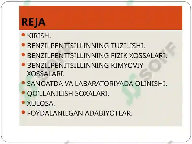 BENZILPENITSILLINNING TUZILISHI VA XOSSALARI 2