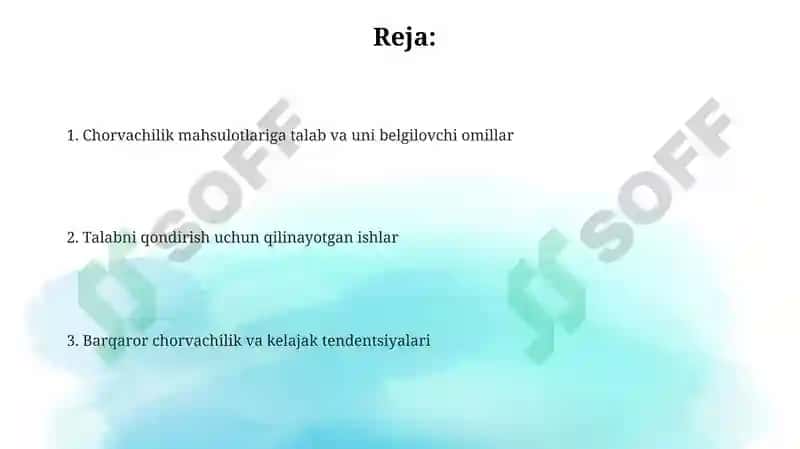 Chorvachilik mahsulotlariga talab va uning omillari 2