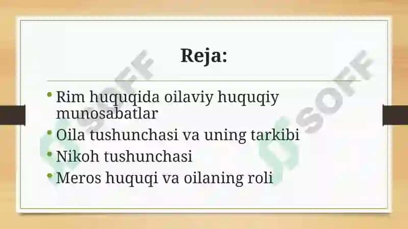 Rim huquqida oilaviy huquqiy munosabatlar 2
