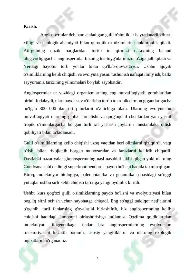GULLI OʻSIMLIKLARNING KELIB CHIQISHI 2