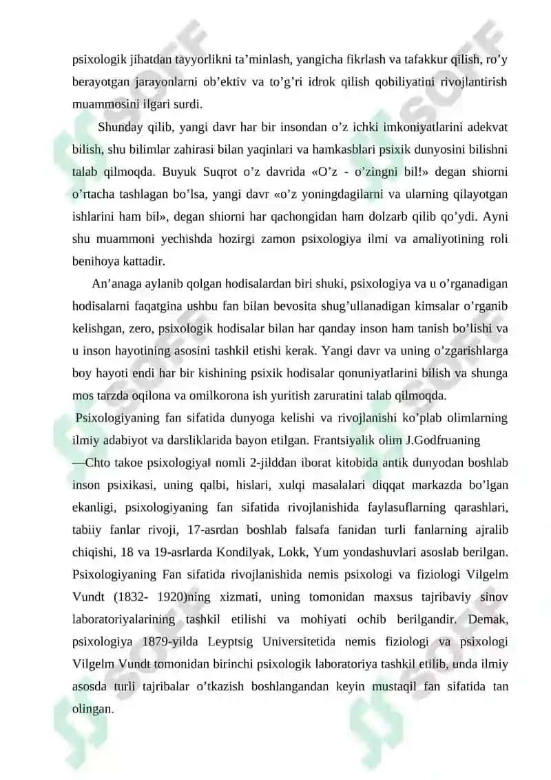Psixologiya Fanining Predmeti, Maqsadi va Vazifalari 2
