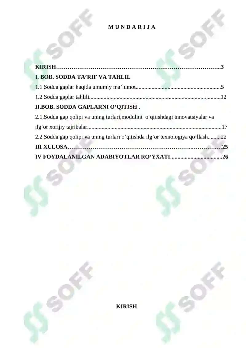 "Sodda gap o’qitish metodikasi" 2