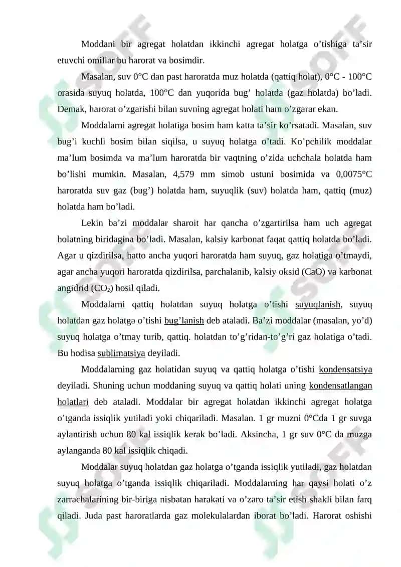 Agregat holatlar haqida molekulyar-kinetik nazariya 2
