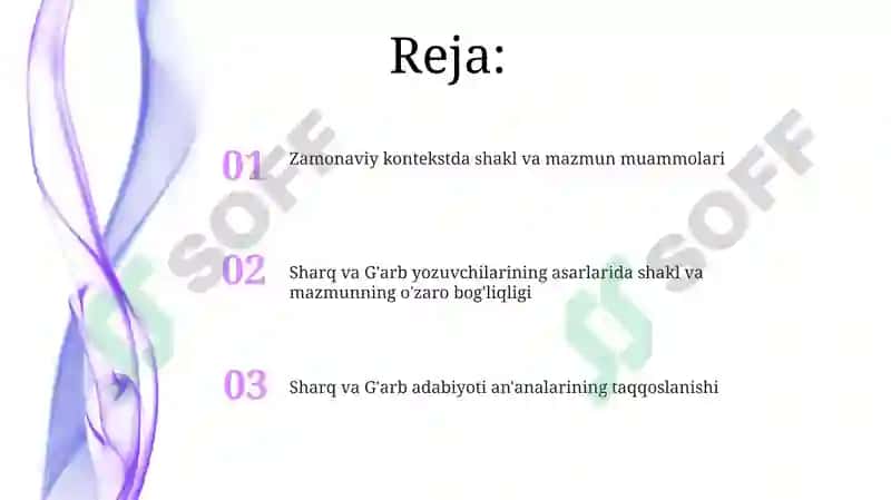 Sharq va G'arb yozuvchilari ijodida shakl va mazmun 2