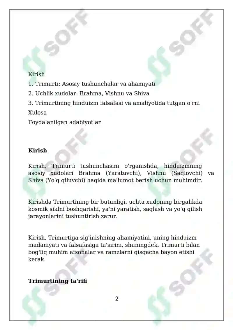 Hinduiylikdagi uchlik (trimurti) xudolari 2