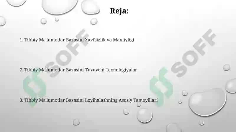 Tibbiyotda malumotlar bazasini loyihalashtirish 2