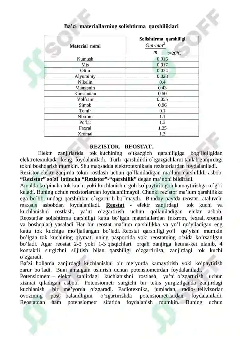 Elektr Qarshilik 2