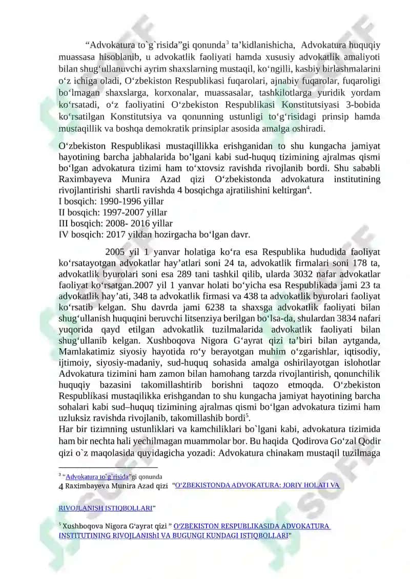 O`zbekiston Respublikasida advokaturaning konstitutsiyaviy-huquqiy asoslari 2
