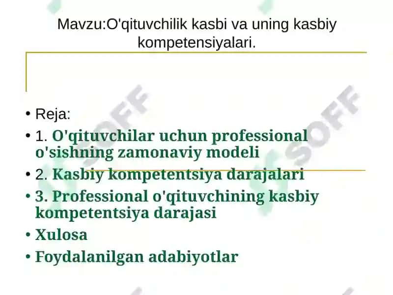 O'qituvchilik kasbi va uning kasbiy kompetensiyalari 2