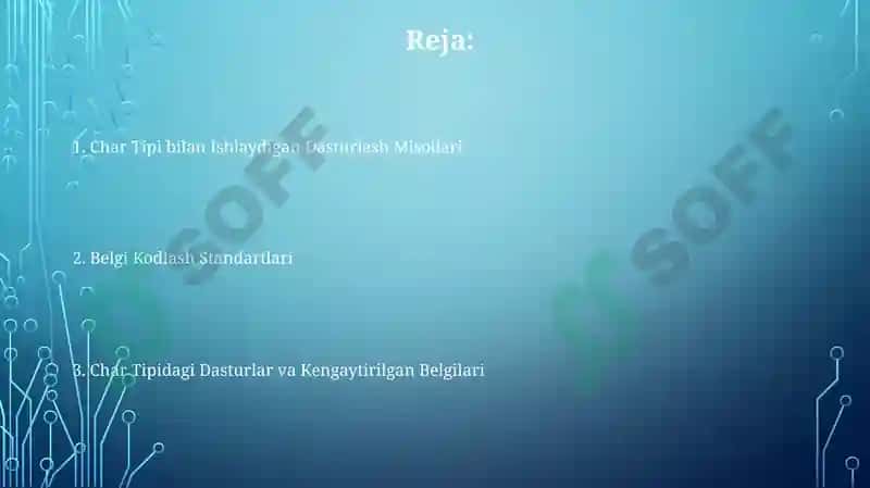 Char Tipi bilan Ishlaydigan Dasturlash Misollari 2