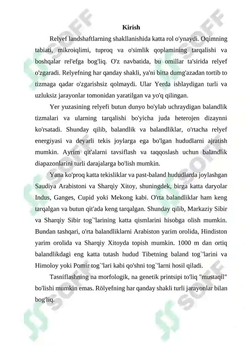 Umumiy sayyoraviy relef shakllarining joylashishi 2